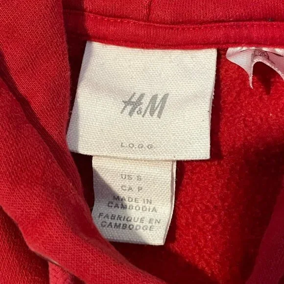 H&M Peanuts Snoopy Red Sweatshirt Hoodie Mens Small Pouch Pocket - Picture 5 of 7